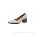 Black Block Heel Pumps for Women - OEM ODM Soft Leather Office Attendant Hotel Heels Dress Pump